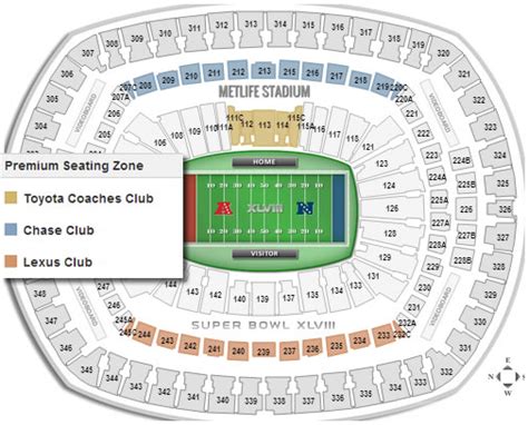 2014 Super Bowl Seating Guide At Metlife Stadium