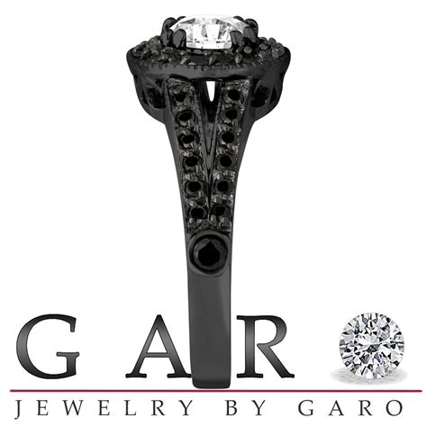 White And Fancy Black Diamonds Engagement Ring 156 Carat 14k Black