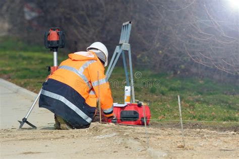 Surveyor Engineer Perform Geodetic Measurement Editorial Image Image
