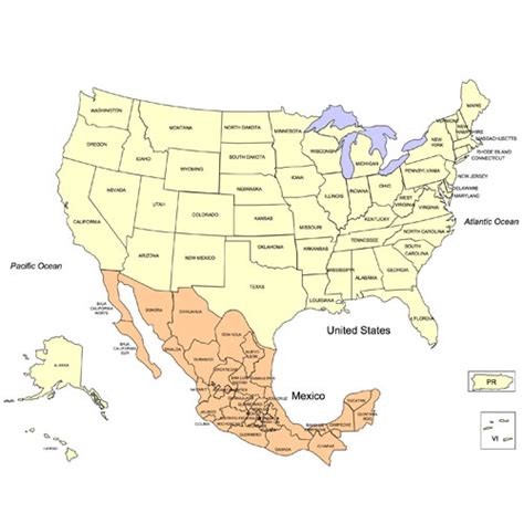 Usa And Mexico Powerpoint Map Editable States Maps For Design