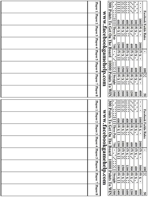Free Printable Farkle Score Sheet
