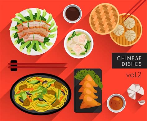 Premium Vector Food Illustration Chinese Dishes