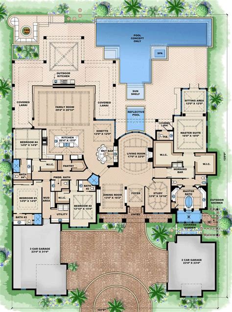 The Floor Plan For This Luxury Home Is Very Large And Has An Indoor