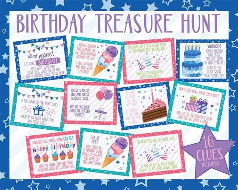 Indoor Birthday Treasure Hunt Clues Indoor Birthday Etsy Uk