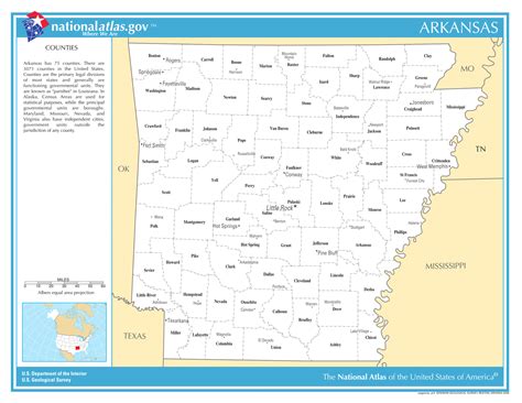 Arkansas State Counties Wcities Laminated Wall Map Us