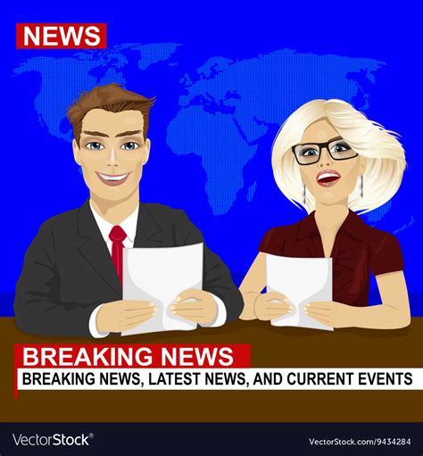 Tv News Anchors Reporting Breaking News Royalty Free Vector