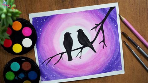 Easy Watercolor Love Birds Painting For Beginners Youtube