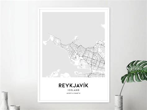 Reykjavík Map Print Reykjavík Map Poster Wall Art Reykjavík City Map