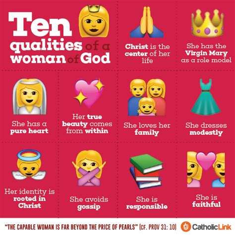 Infographic 10 Qualities Of A Woman Of God Godly Woman Catholic Quotes God