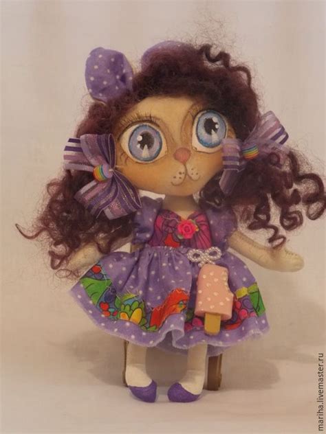 Купить Лавандовая кошечка фиолетовый кошка текстильная кукла
