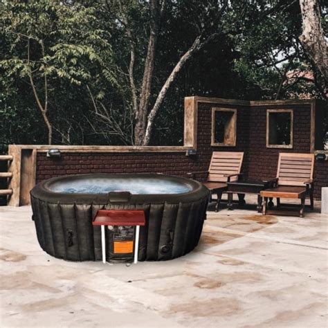 Aleko 145 Gallon 2 Person Oval Inflatable Jetted Hot Tub W Fitted Cover Black 1 Piece Fred
