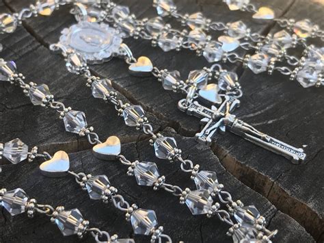 catholic rosary beads crystal catholic rosary womans etsy