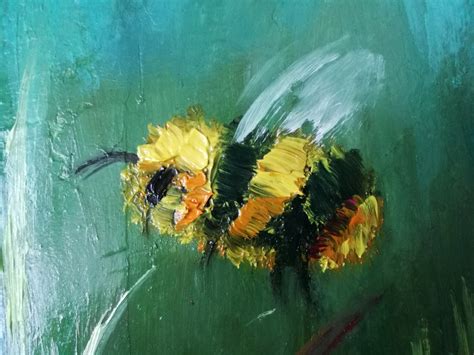 Honey Bee Painting Original Artwork Small Art Flying Bee Art Etsy