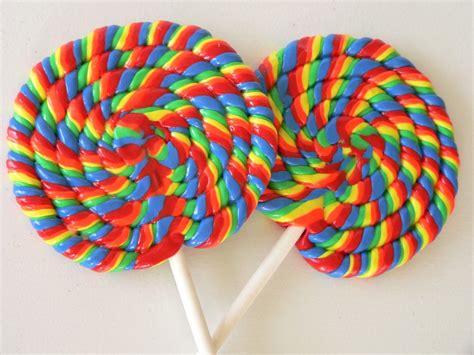 2 Big Rainbow Swirl Clay Lollipops