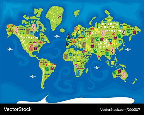 Cartoon Map Of The World Royalty Free Vector Image