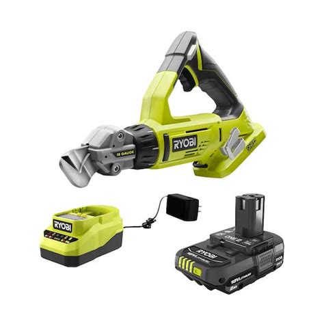 Ryobi One 18v Cordless 18 Gauge Offset Shear With 20 Ah Battery And