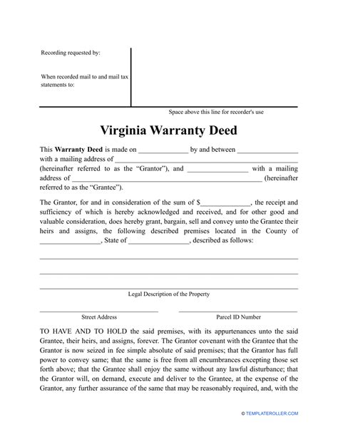 Virginia Warranty Deed Form Download Printable Pdf Templateroller Sexiz Pix