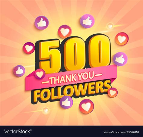 Thank You New 500 Followers Design Royalty Free Vector Image