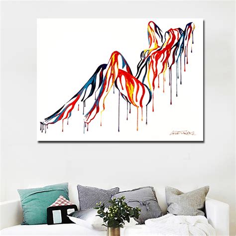Selflessly Pop Art Colorful Abstract Art Sexy Girl Nude Art Canvas