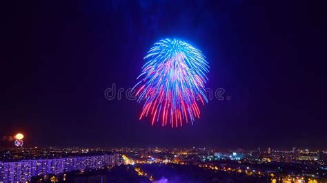 The Beautiful Firework Over City At Night Stock Image Image Of Modern