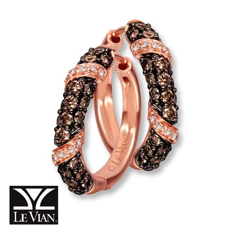Le Vian Chocolate Diamonds Ct Tw Hoop Earrings K Strawberry Gold