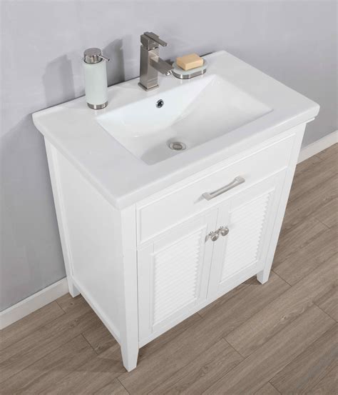 Transitional 30 Single Sink Bathroom Vanity With Porcelain Integrated