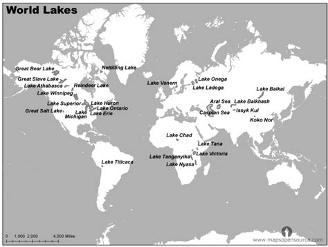 This is a volume of water approximately equivalent to all five of the north american great lakes combined. Free World Lakes Map Black and White | Lakes Map Black and ...