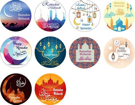 Six Different Badges With The Names Of Famous Places In Arabic And