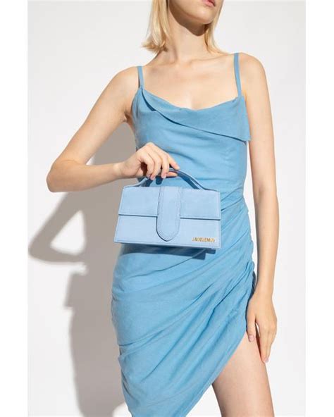 Jacquemus Leather Le Grand Bambino Shoulder Bag In Light Blue Blue