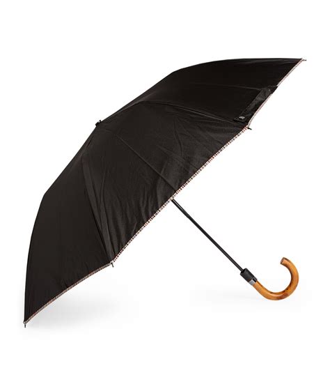 Signature Stripe Trim Compact Umbrella