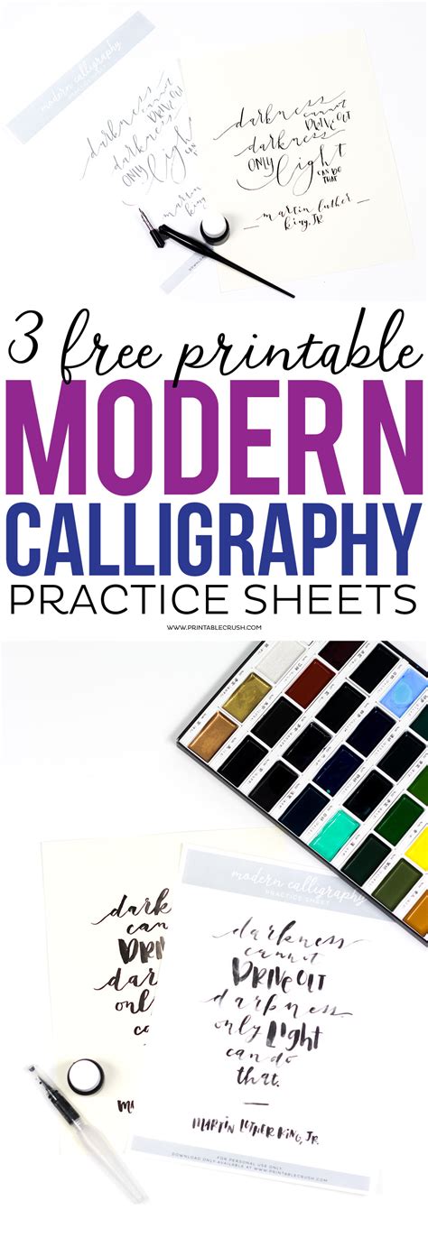 Given my love of pointed pen calligraphy. 3 Free Printable Modern Calligraphy Practice Sheets ...