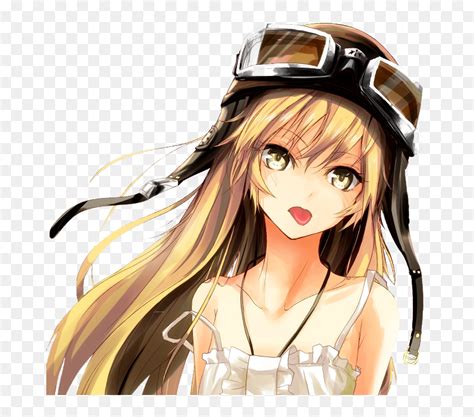 Anime Girl With Blond Hair And Goggles Hd Png Download Vhv