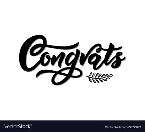 Congrats Modern Calligraphy Hand Lettering Black Vector Image