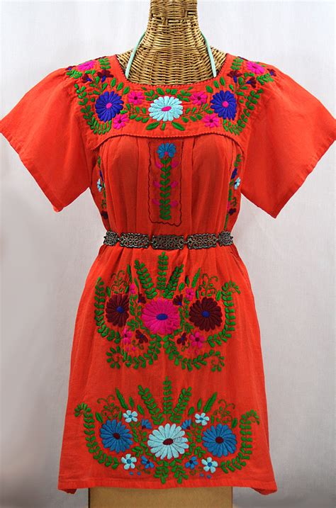 Final Sale La Poblana Open Sleeve Embroidered Mexican Dress