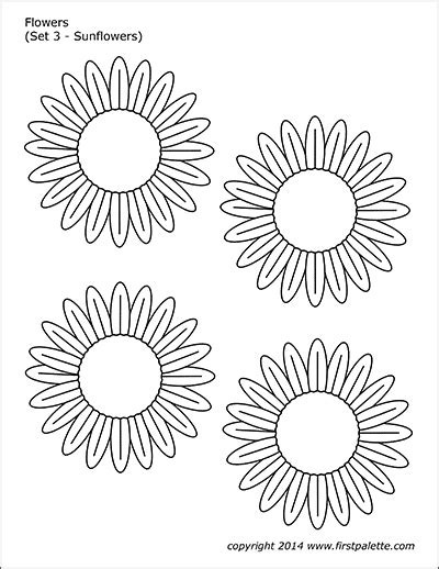 I especially love the realistic center bud. Flowers | Free Printable Templates & Coloring Pages | FirstPalette.com
