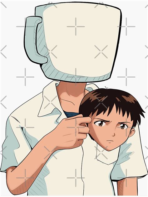 Shinji Holding A Mug Hd Mug Holding A Shinji Restored Image Neon Genesis Evangelion Sticker