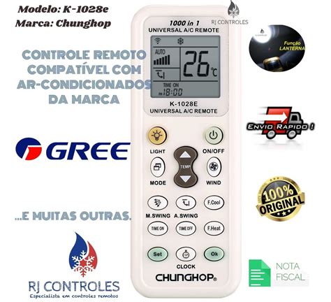 Controle Remoto Universal Ar Condicionado Split Gree Parcelamento Sem