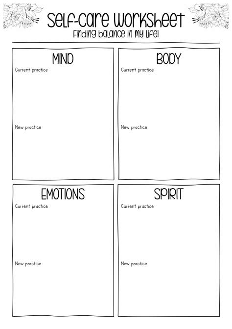 Self Care Worksheets Printable Self Esteem Worksheets Therapy