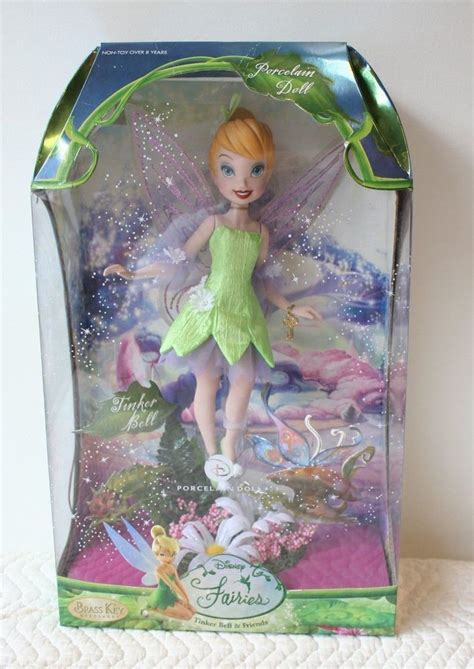 Disney Fairies Tinker Bell Porcelain Doll Brass Key Keepsakes 2007 3635 1 Fsnib Porcelain