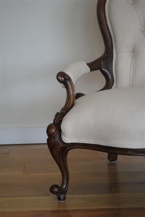 Browse gorgeous french style armchairs. Victorian Button Back Armchair In Cream Linen - Antiques ...