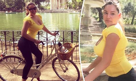 Kelly Brook Displays Major Cleavage As She Goes For Braless Bike Ride