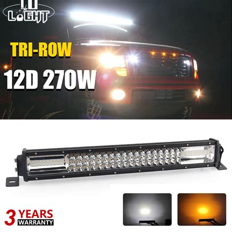Co Light 12d 270w 22 Inch Offroad Led Bar 3 Rows White Yellow Strobe