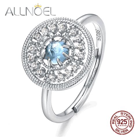 Allnoel 925 Sterling Silver Ring For Women 100 Natural Moissanite Garnet Sky Blue Topaz Diamond