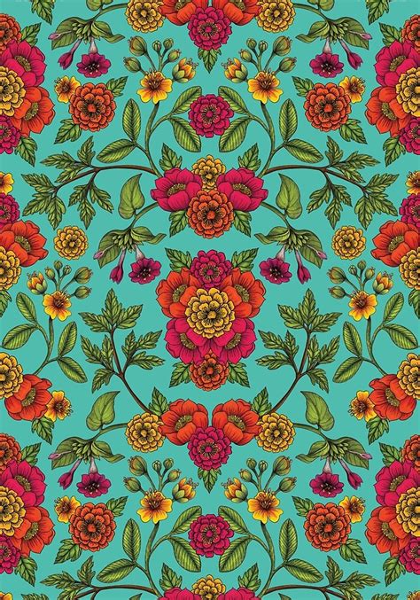 Turquoise and orange interior color palettes are featured in this interior design blog by orange some inspiration for using turquoise and orange in your interiors. "Vibrant Boho Flowers - Turquoise, Magenta, Orange ...