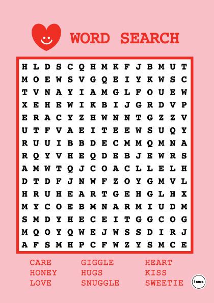 Love Word Search Paper Card Game I Am A