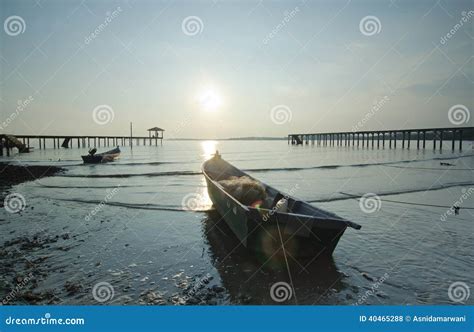 Fisherman Boat Left Alone Before Sunset Stock Photo Image Of Locked