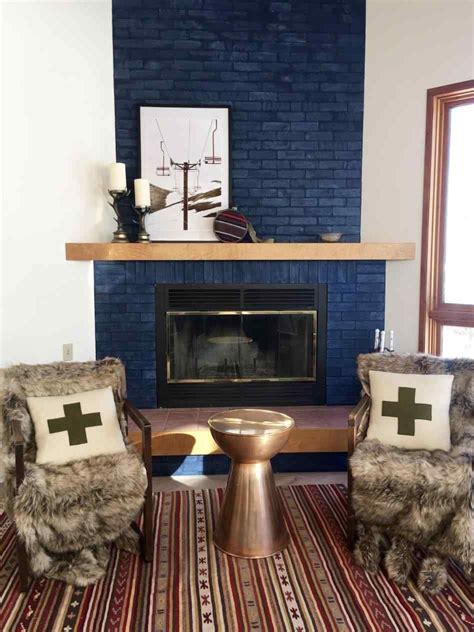 Image Result For Blue Painted Fireplace Red Brick