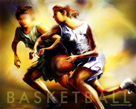 Women In Sports Basketball Painting By Mike Massengale