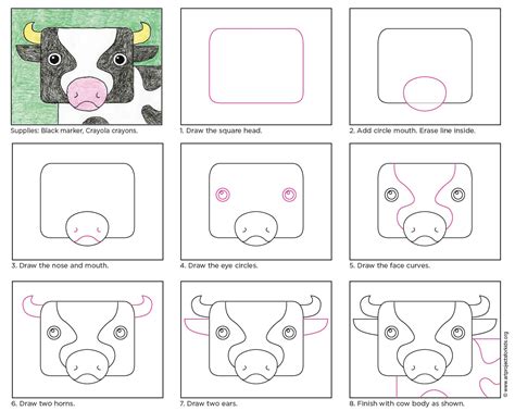 Kids easy drawing has many wild and farm animals. Cow Head · Art Projects for Kids