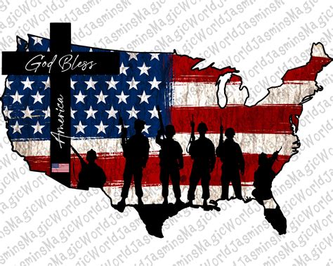 God Bless America Flagusa Flag Pngusa Mapgod Bless America Etsy